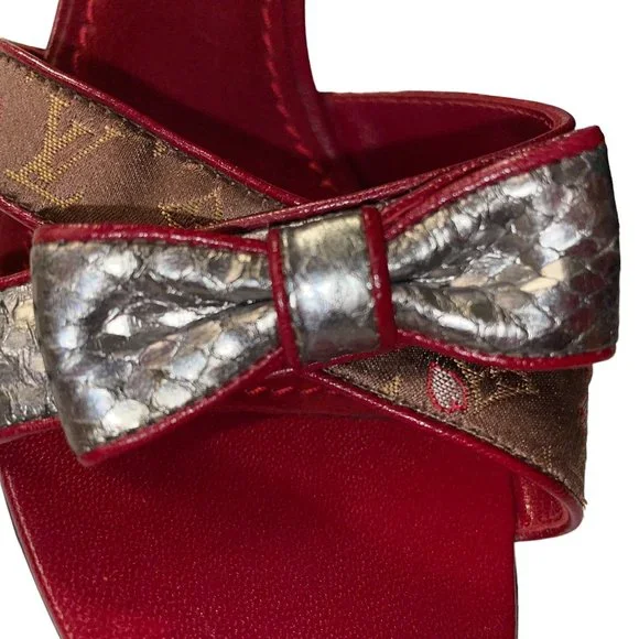 Louis Vuitton Takashi Murakami Monogram Cherry Blossom Logo Heel Sandals Shoes - Picture 6 of 12